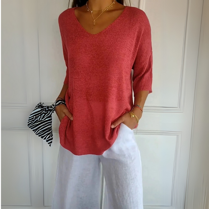 V-neck Long Sleeve Top