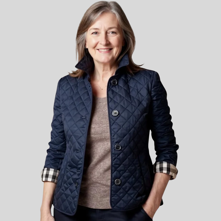 Turn-Down Collar Quiletd Jacket