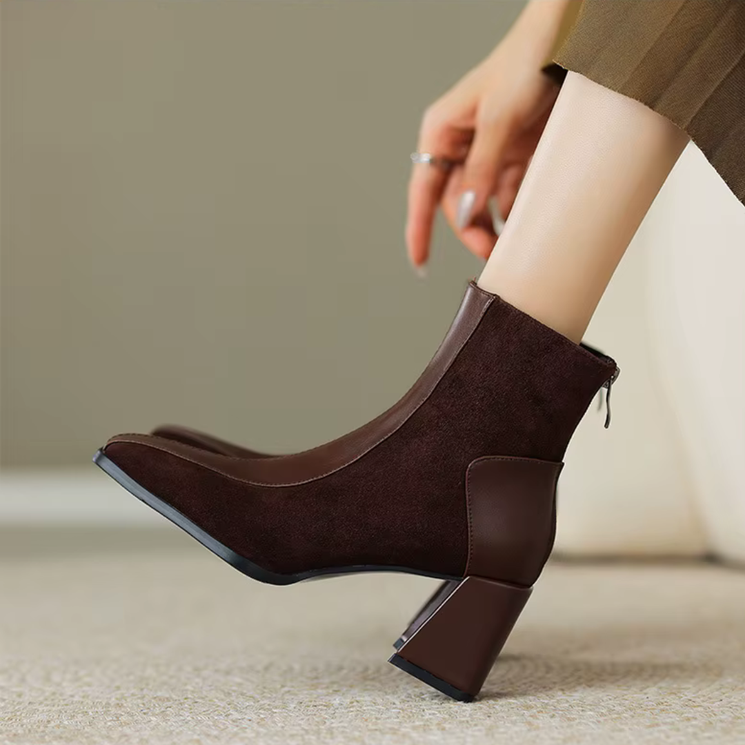 Vintage Square Toe Women Ankle Boots