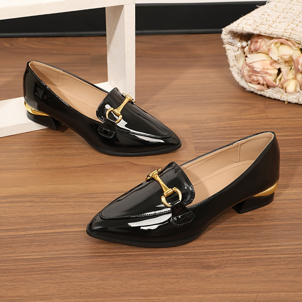 British Style Pointed Toe Low Block Heel Shoes