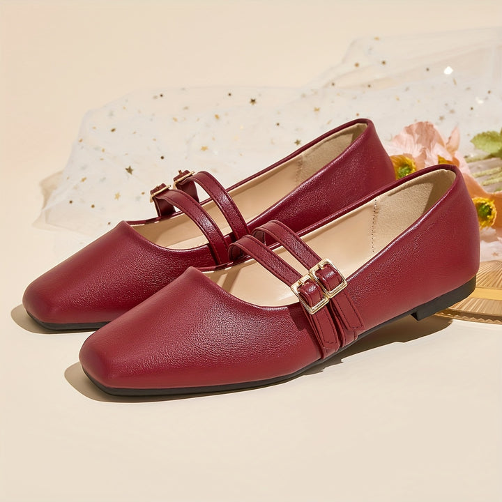 Elegant Red Mary Jane Flats
