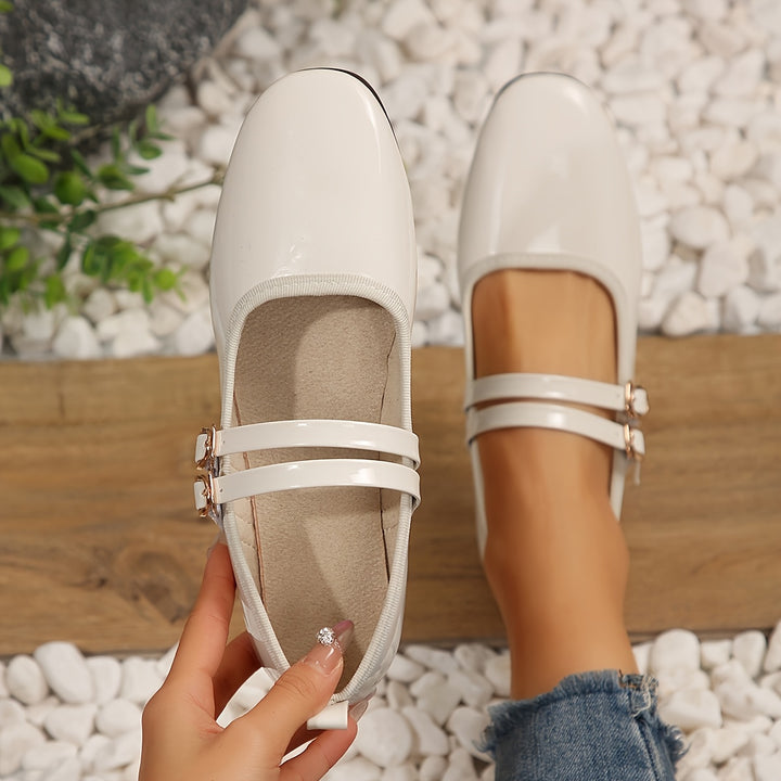 Mary Jane Shoes with Double Buckle Strap