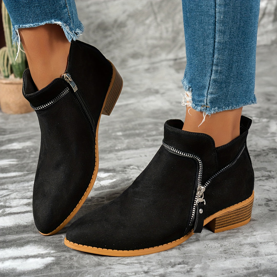 Women's Slip-On Chunky Heel Ankle Boots