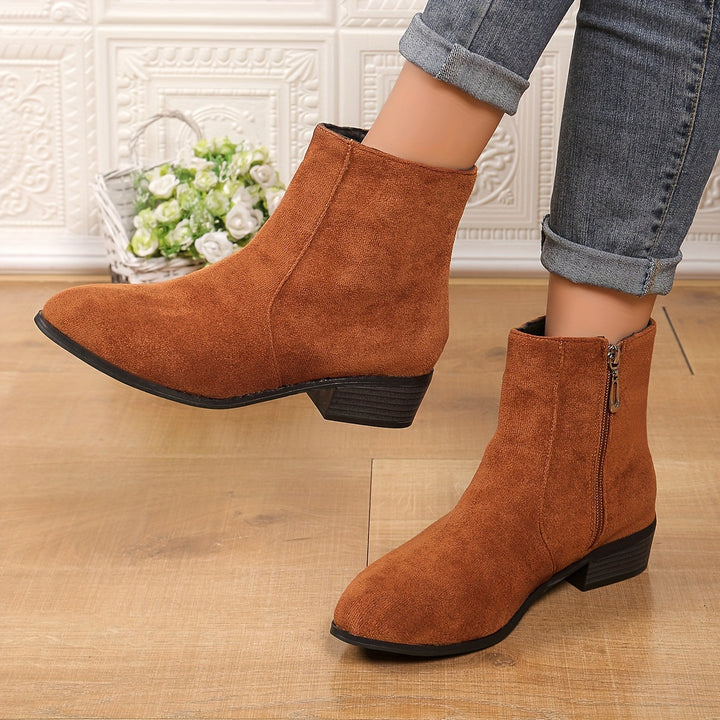 Women's Casual Brown Faux Suede Short Boots