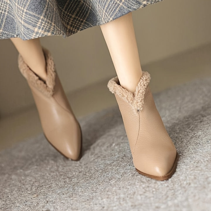 Women's Beige Pointed Toe Boots