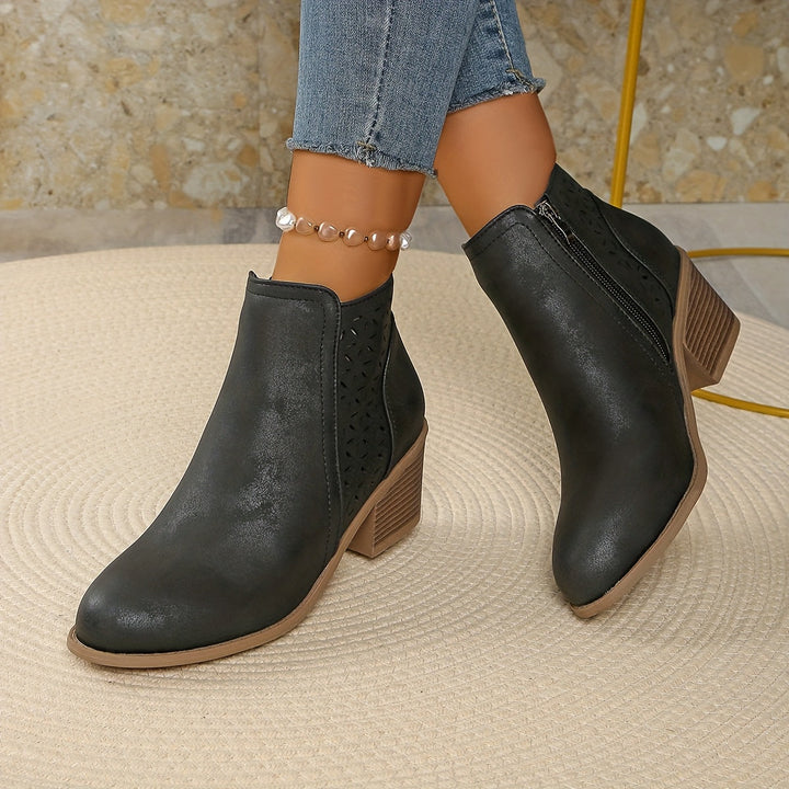 Block Heel Pointed Boots