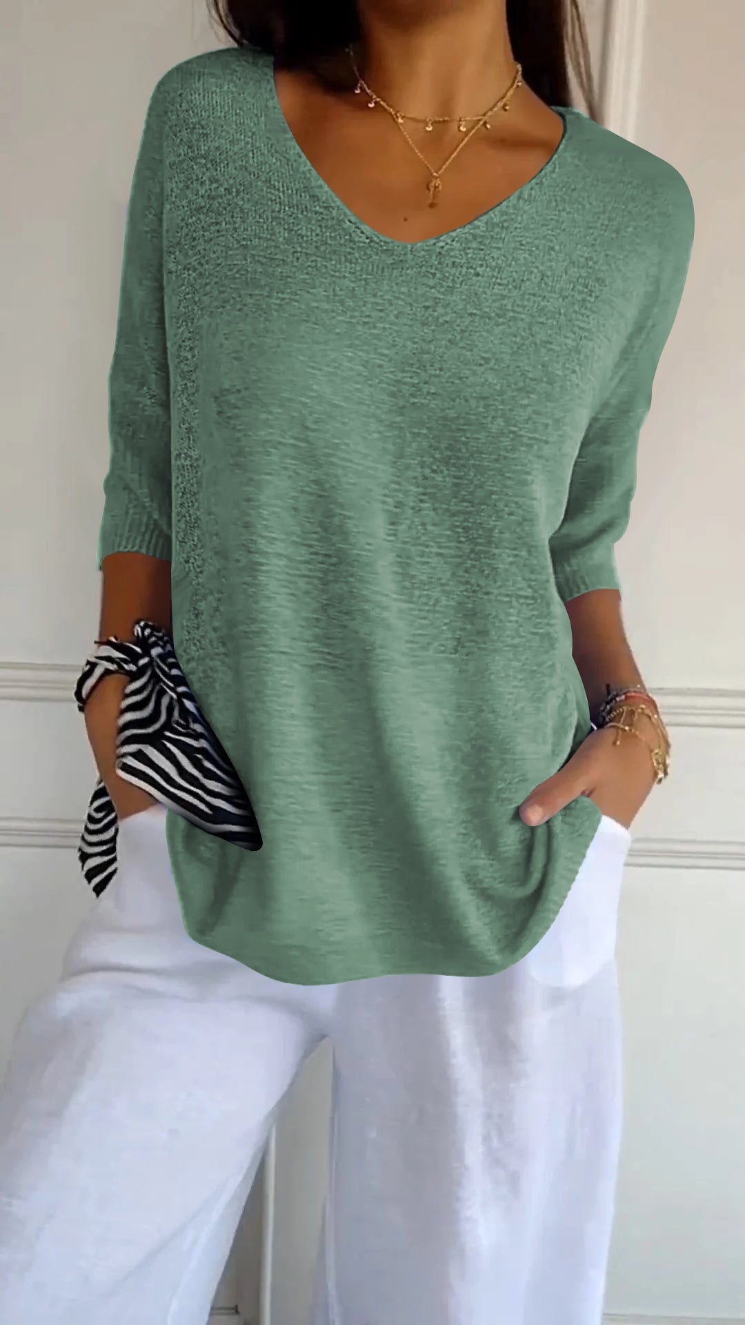 V-neck Long Sleeve Top