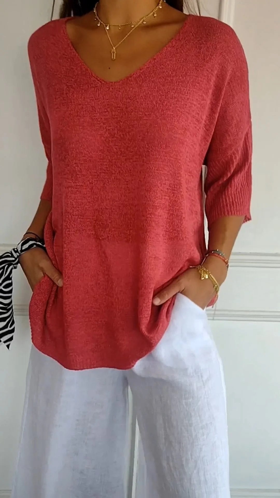 V-neck Long Sleeve Top