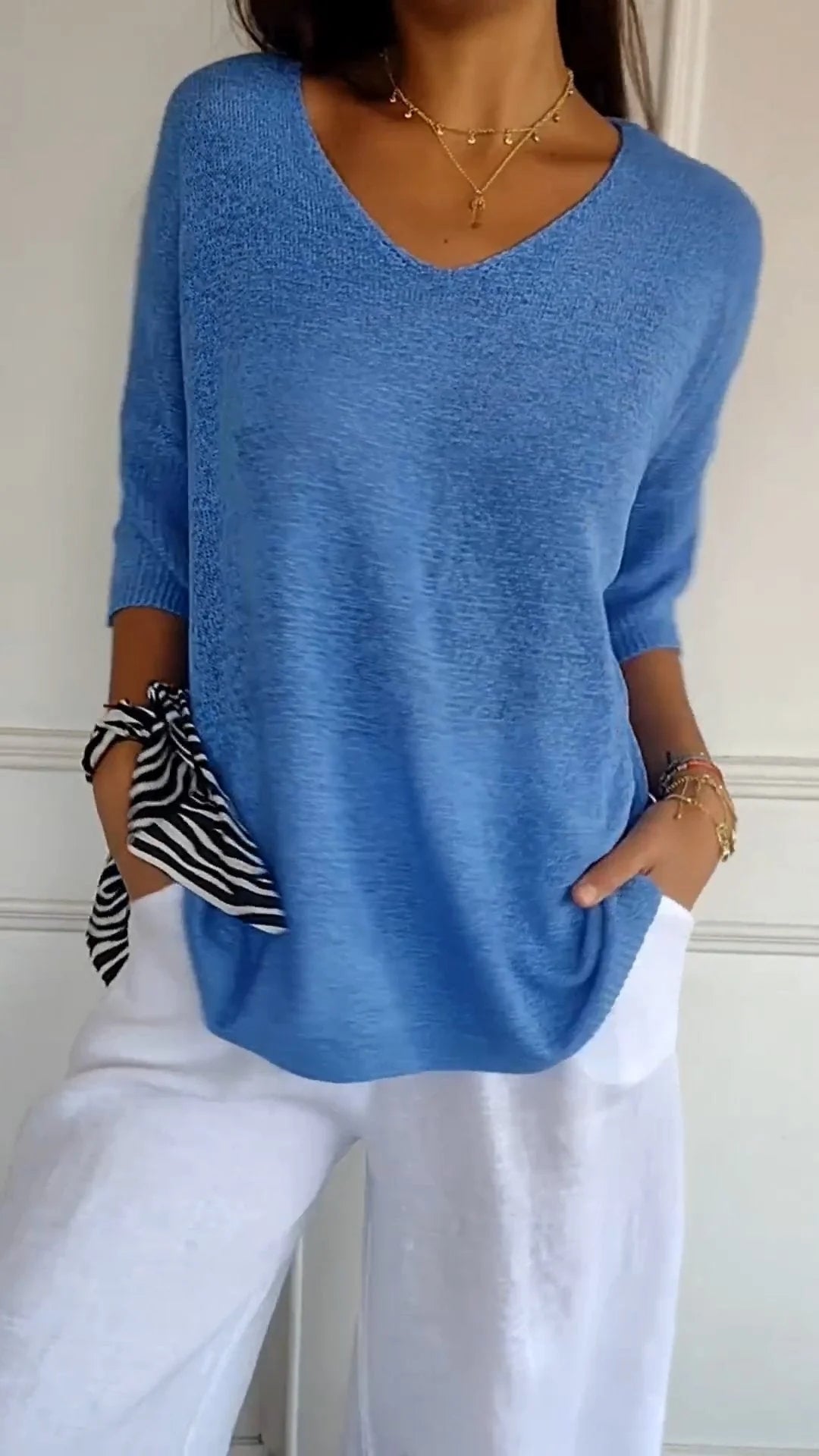 V-neck Long Sleeve Top