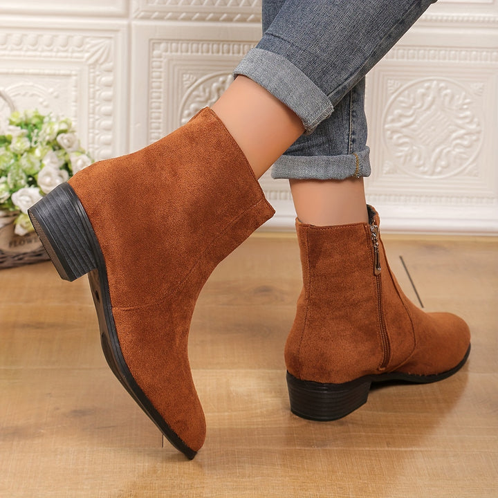 Women's Casual Brown Faux Suede Short Boots