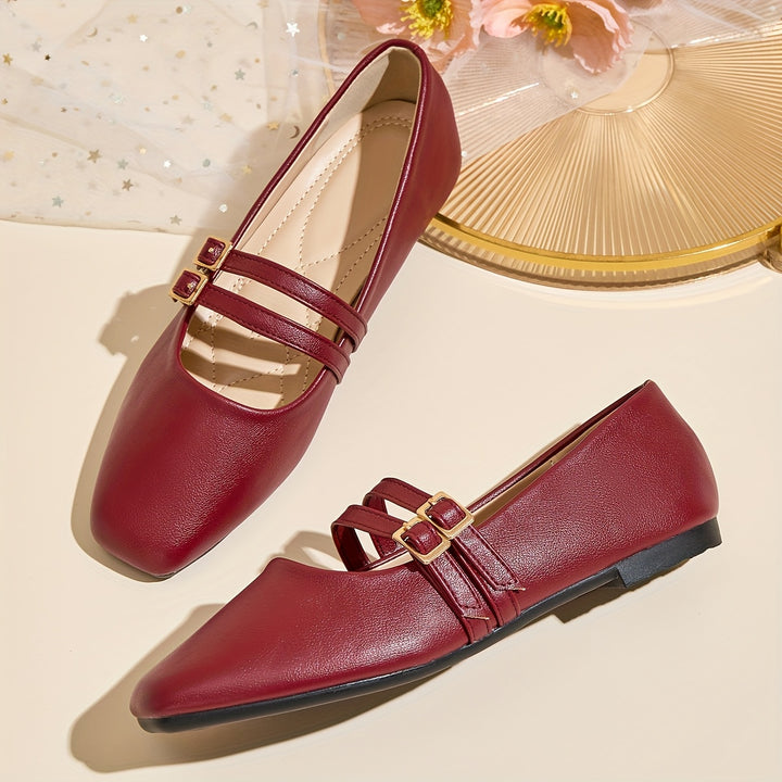 Elegant Red Mary Jane Flats