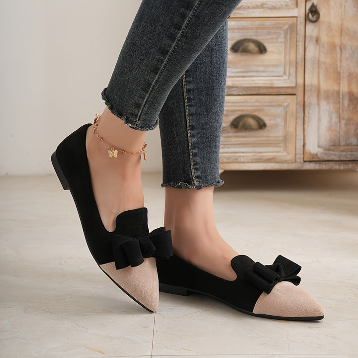 Pointed Toe Bow Embellished Women's Shoes