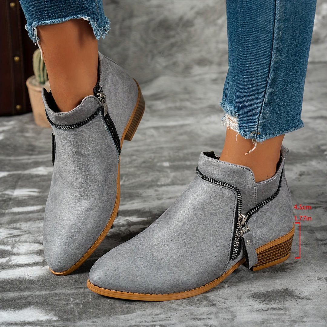 Women's Slip-On Chunky Heel Ankle Boots