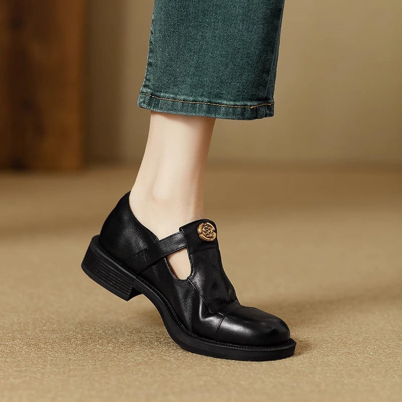 Round-Toe Low-Heel Loafers