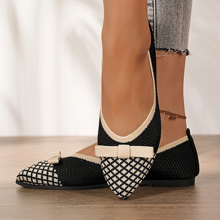 Elegant Pointed Toe Mary Jane Shoes with Bow Detail
