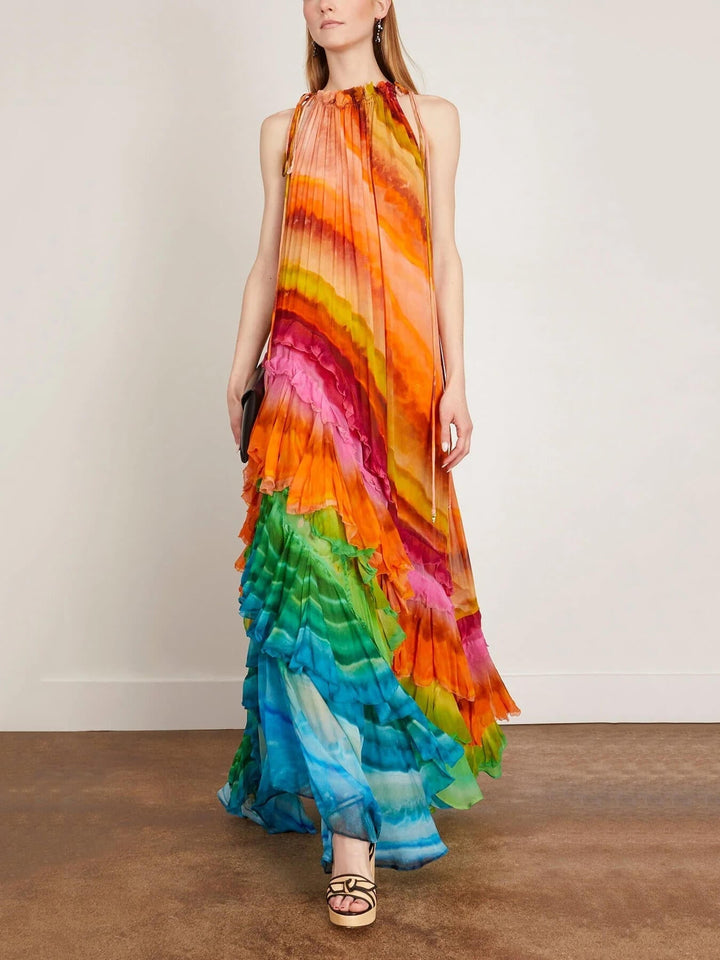Ruffle Gown Multi-coloured Dress