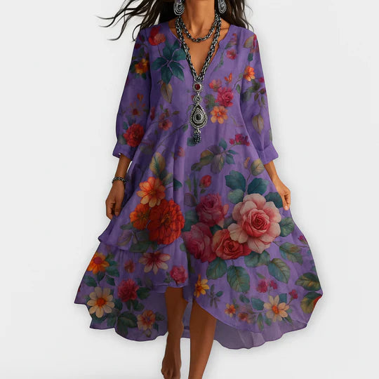 Vintage Boho V-neck Dress