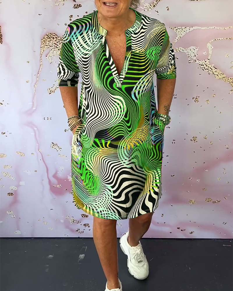 V-neck Abstract Dress