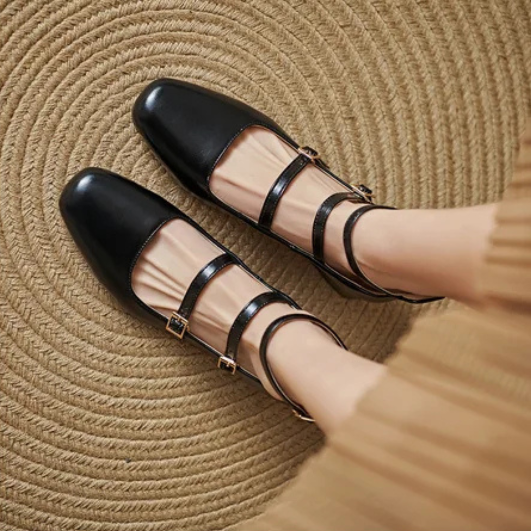 Square Heel Buckle Shoes