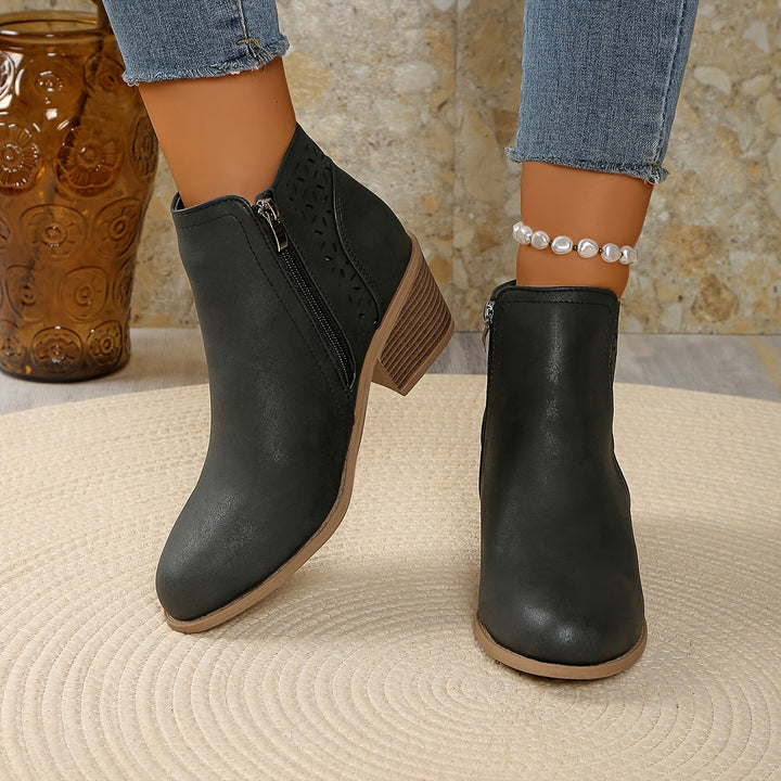 Block Heel Pointed Boots