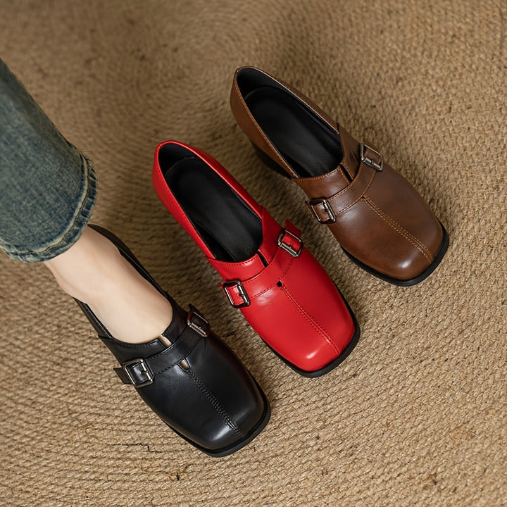 Block Heel Buckle Shoes