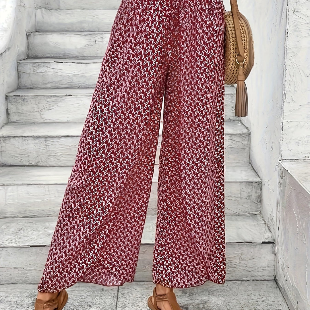 Geometric Printed Wide Leg Pants