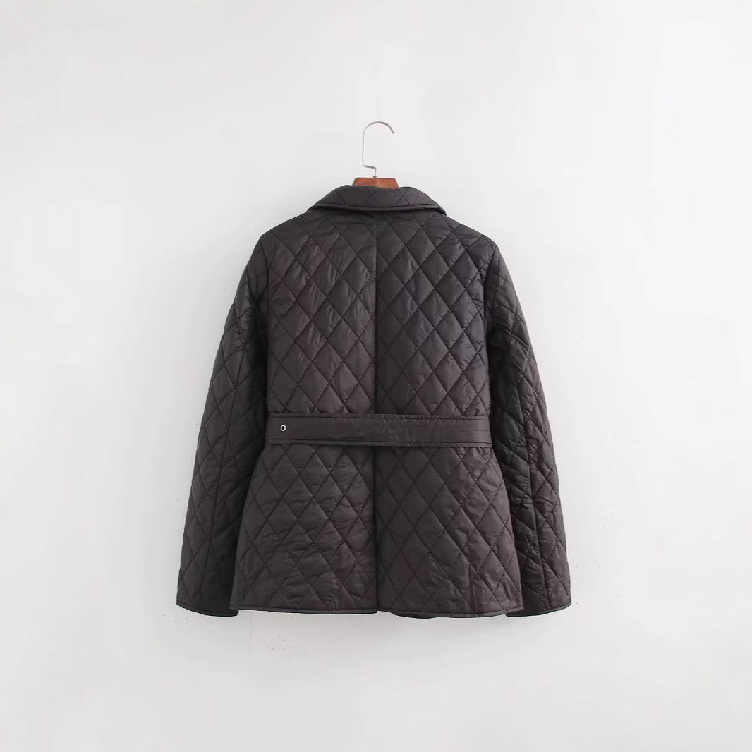 Quilted Coat with Belt
