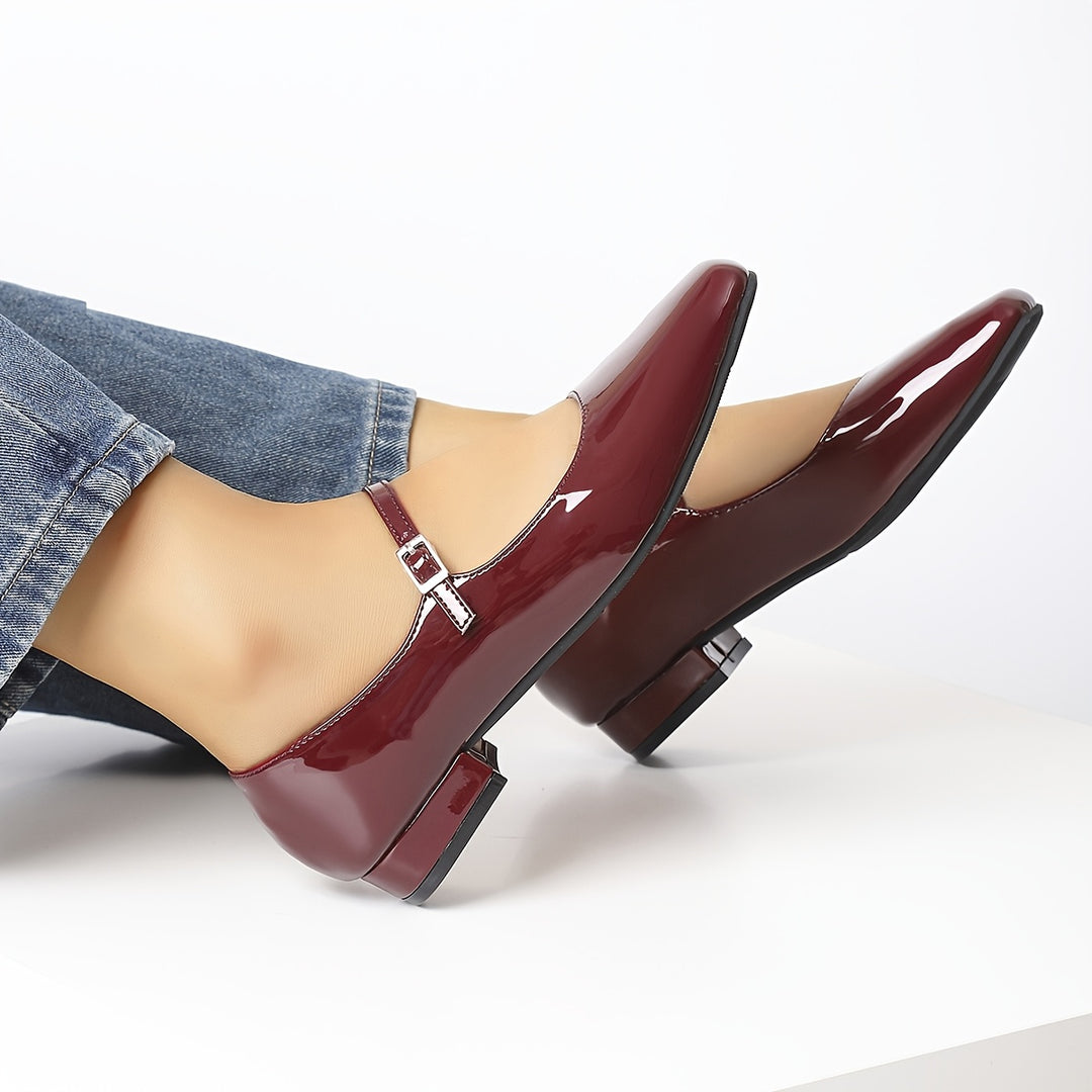 Preppy Style Burgundy Mary-Jane Flats