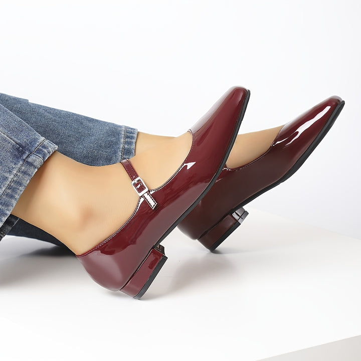 Preppy Style Burgundy Mary-Jane Flats