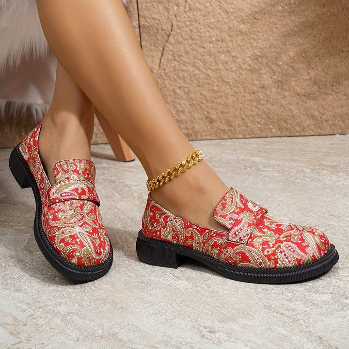 Women's Vibrant Paisley Pattern Slip-On Loafers