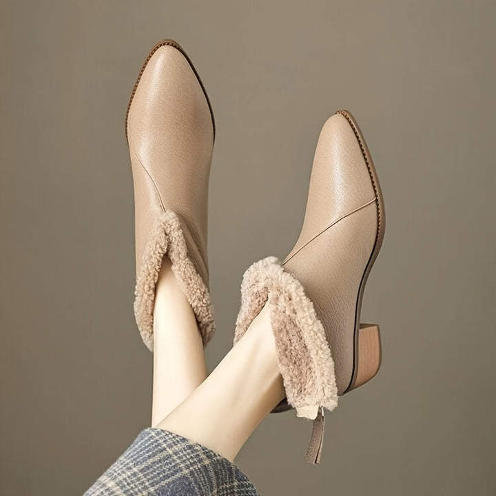 Women's Beige Pointed Toe Boots