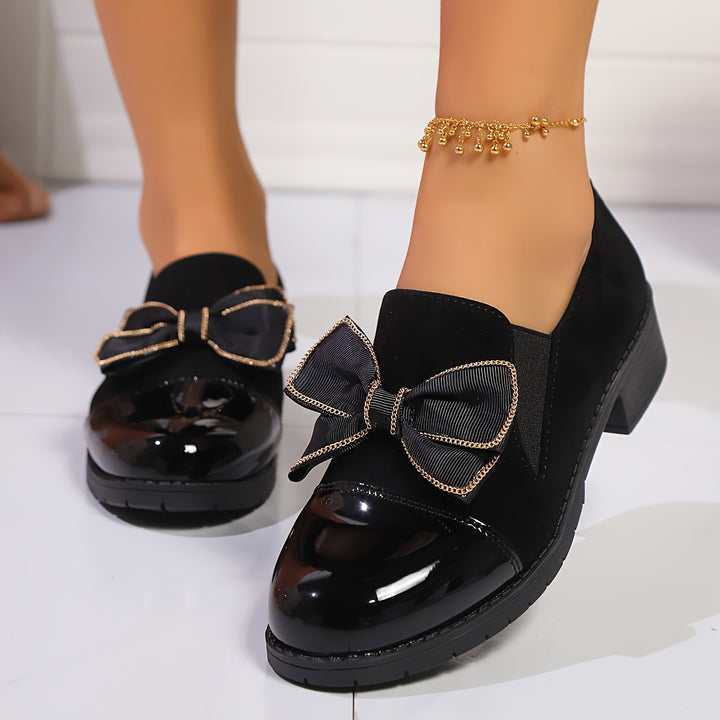 Women's Solid Color Bow-Knot Loafers