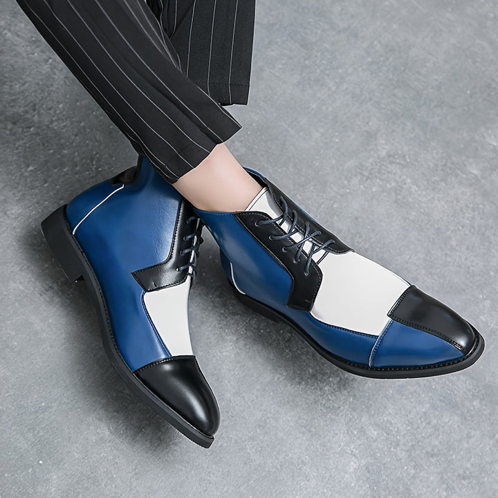 British Style Color-Block Lace-Up Ankle Boots