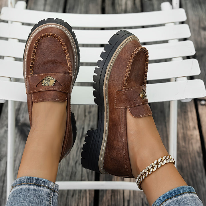 Decorated Brown Penny Loafers