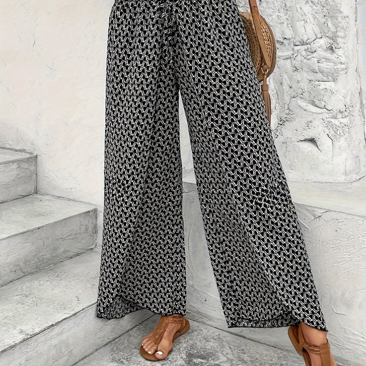 Geometric Printed Wide Leg Pants