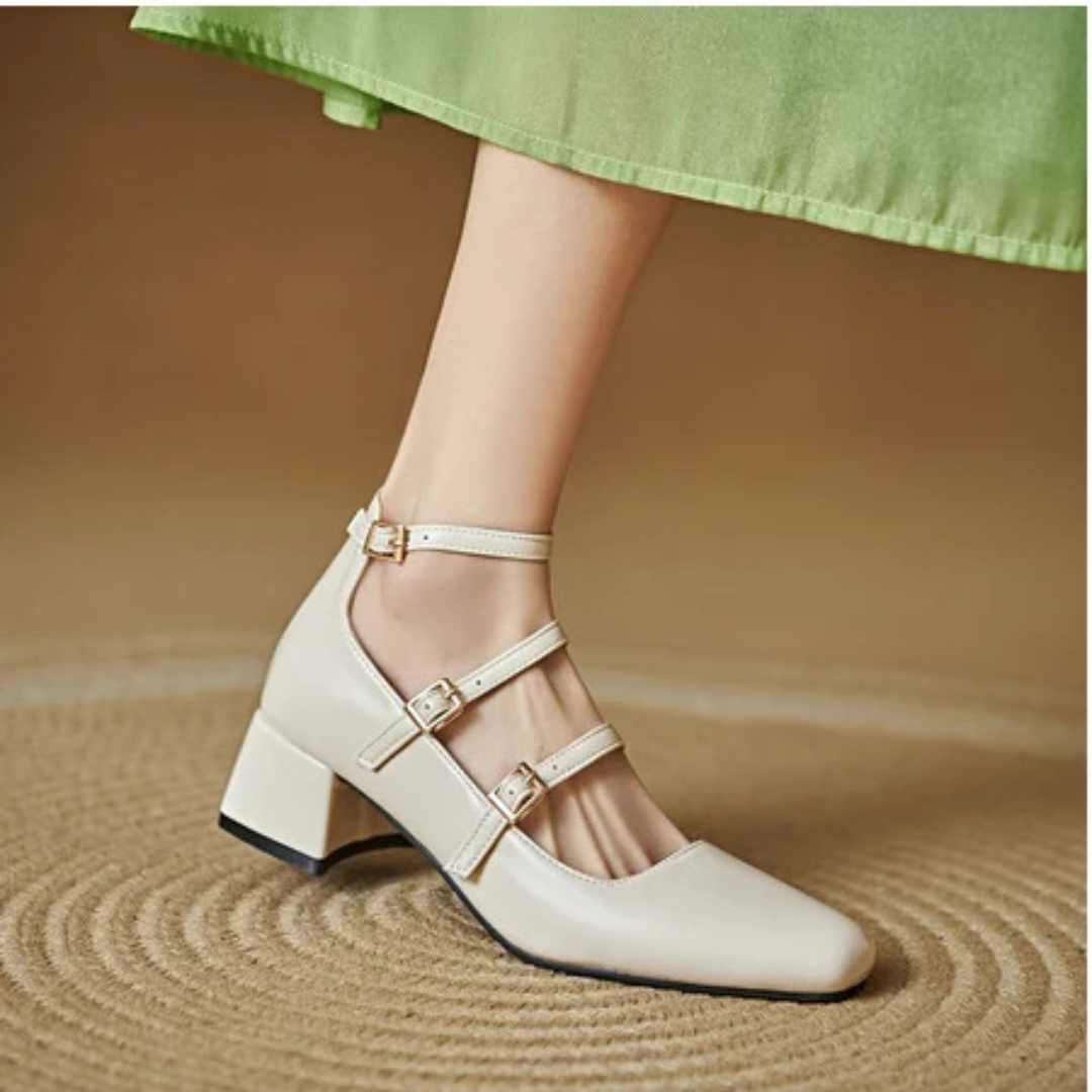 Square Heel Buckle Shoes
