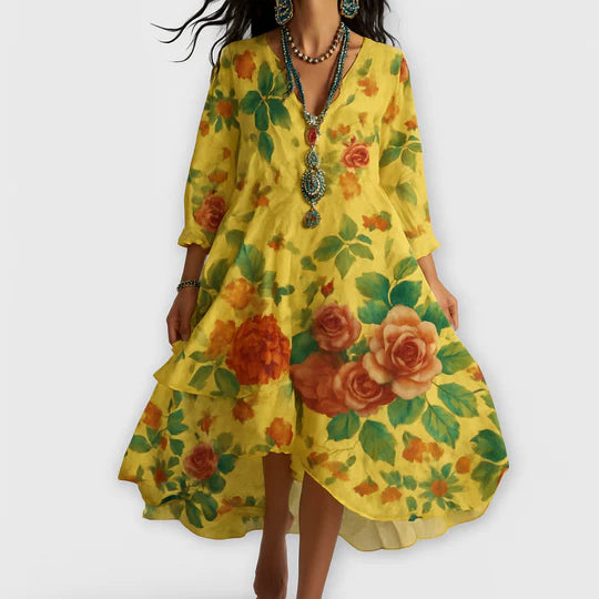 Vintage Boho V-neck Dress