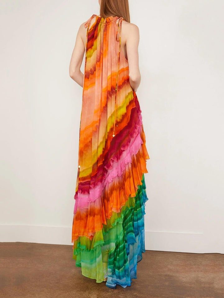 Ruffle Gown Multi-coloured Dress