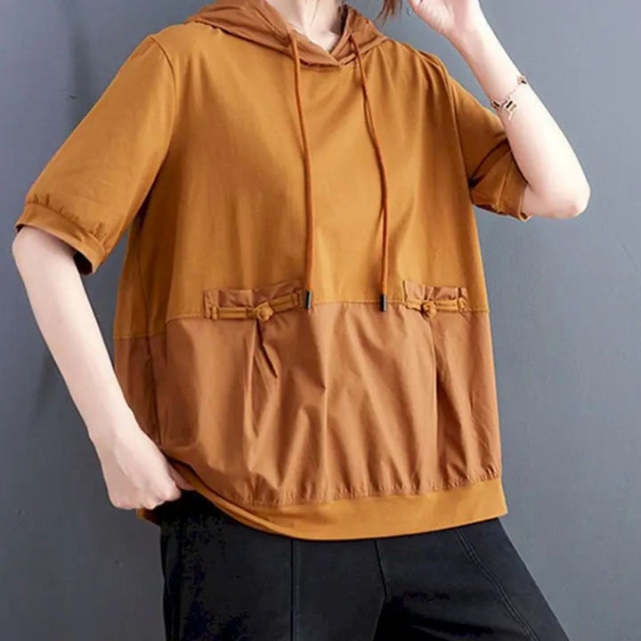 Lace Up Hooded Top