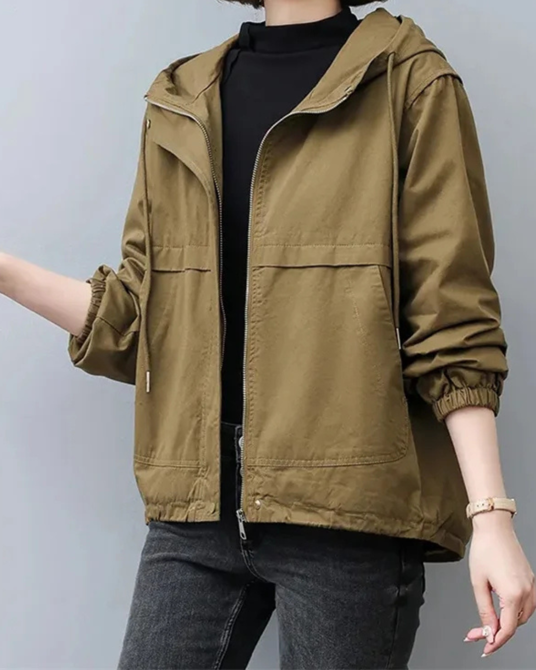 Long-Sleeved Short Hooded