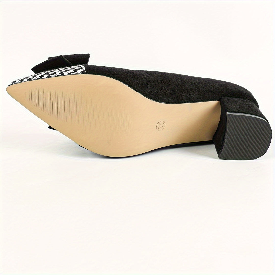 Women's Bowknot Decor Chunky Heels