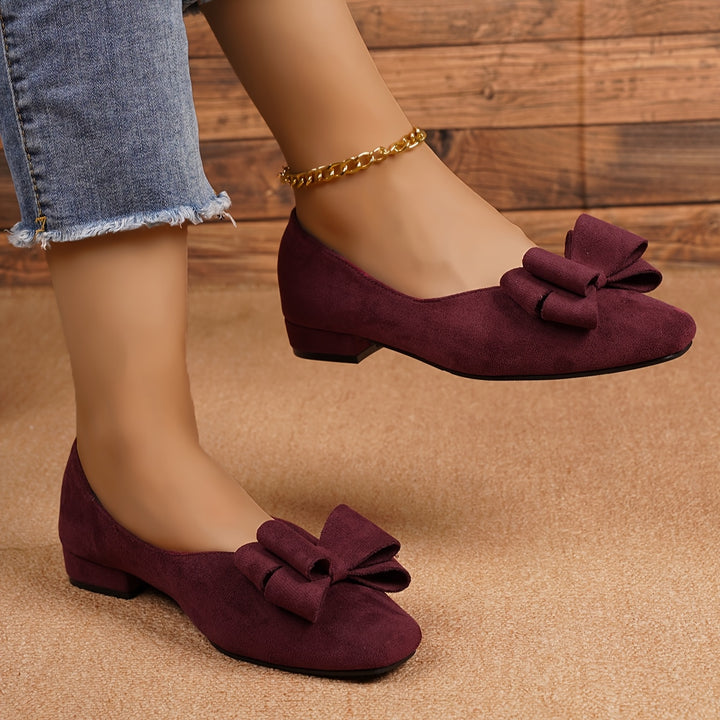 Square Headed Low Heel Single Shoes