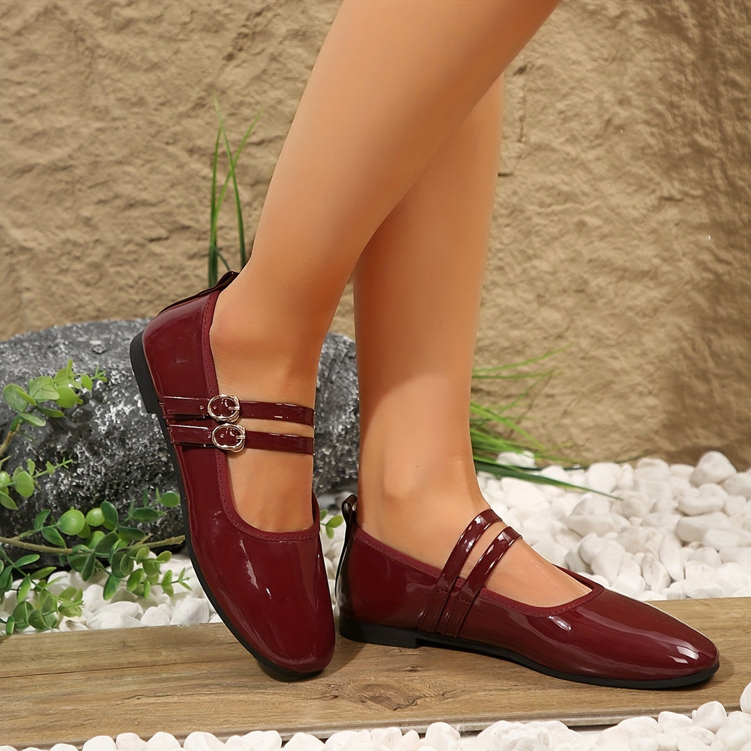 Mary Jane Shoes with Double Buckle Strap