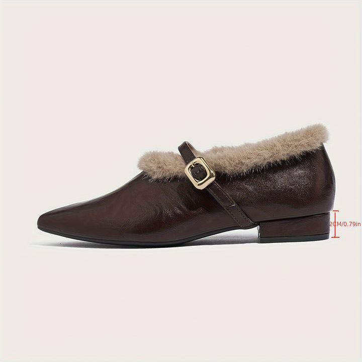 French-Style Fur Pointed Shoes