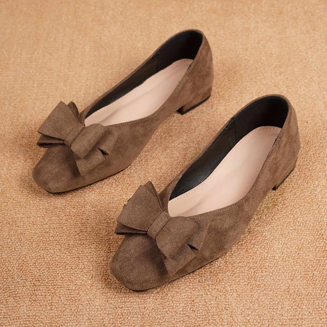 Square Headed Low Heel Single Shoes