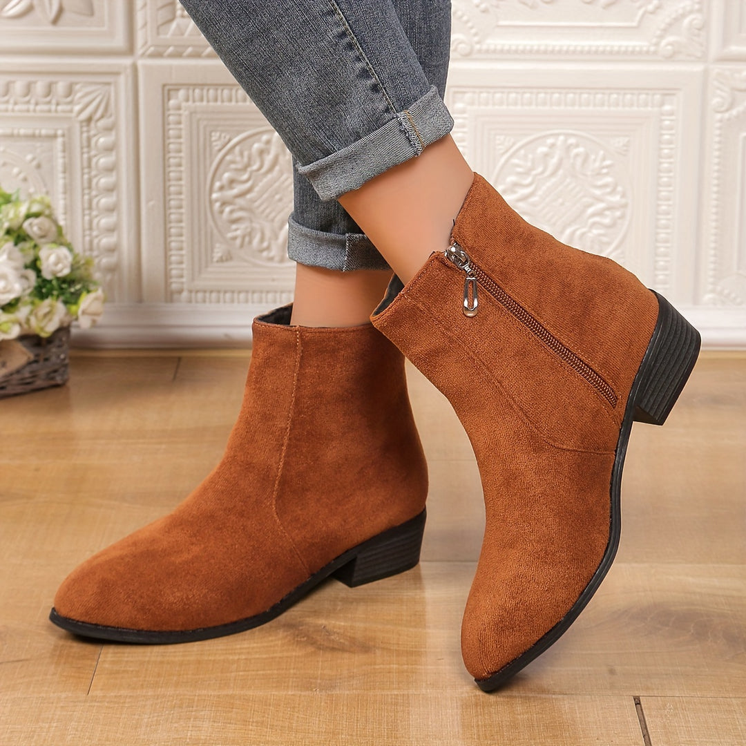 Women's Casual Brown Faux Suede Short Boots