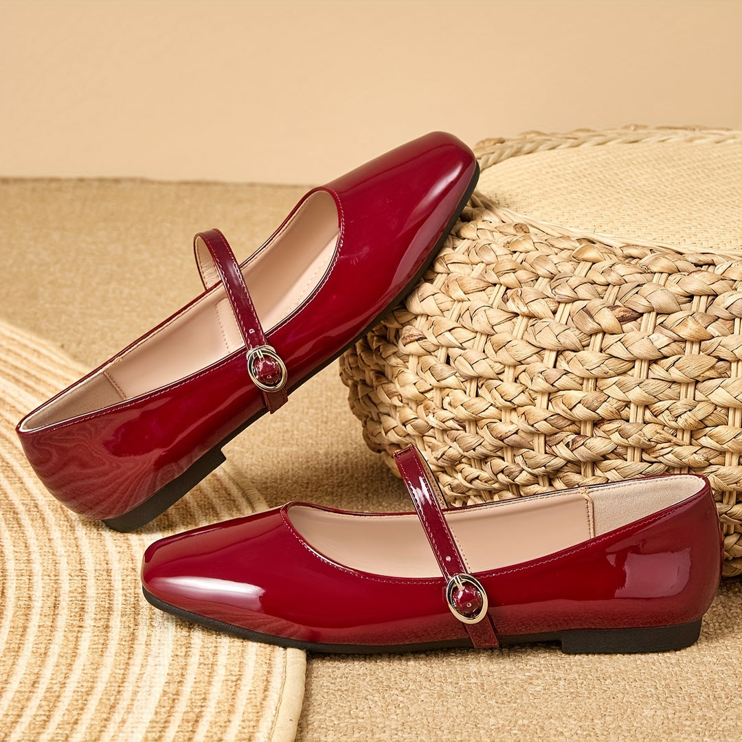 Women's Burgundy Mary Jane Flats