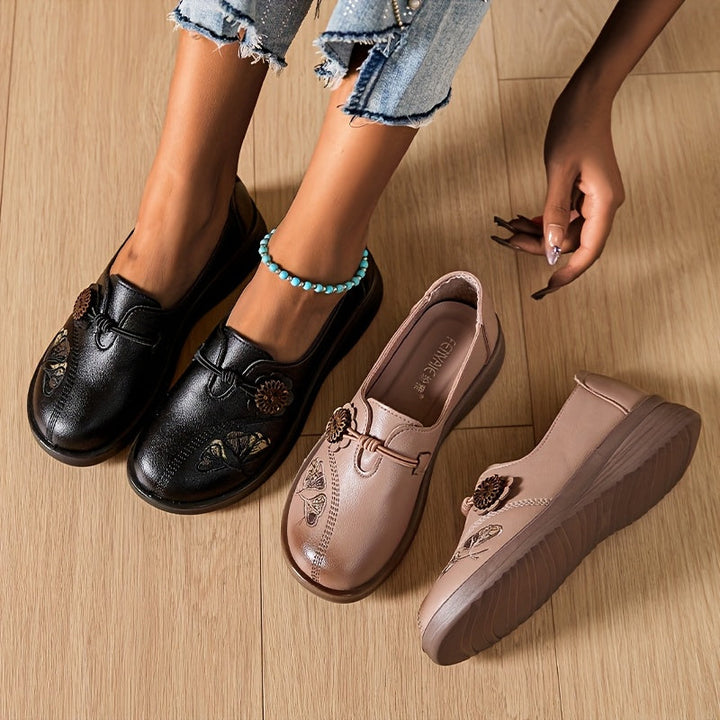 Slip-On Butterfly Embroidered Casual Flats