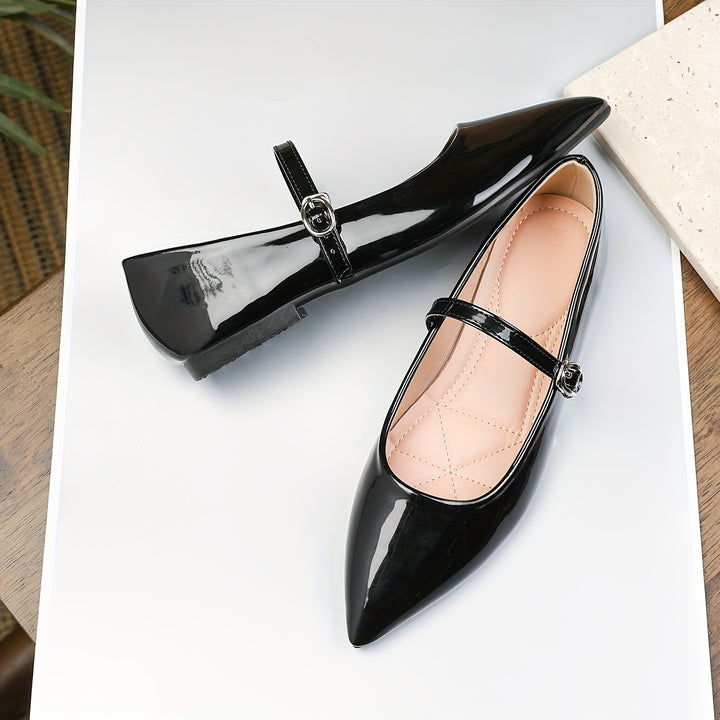 Black Mary Jane Flats with Buckle Closure