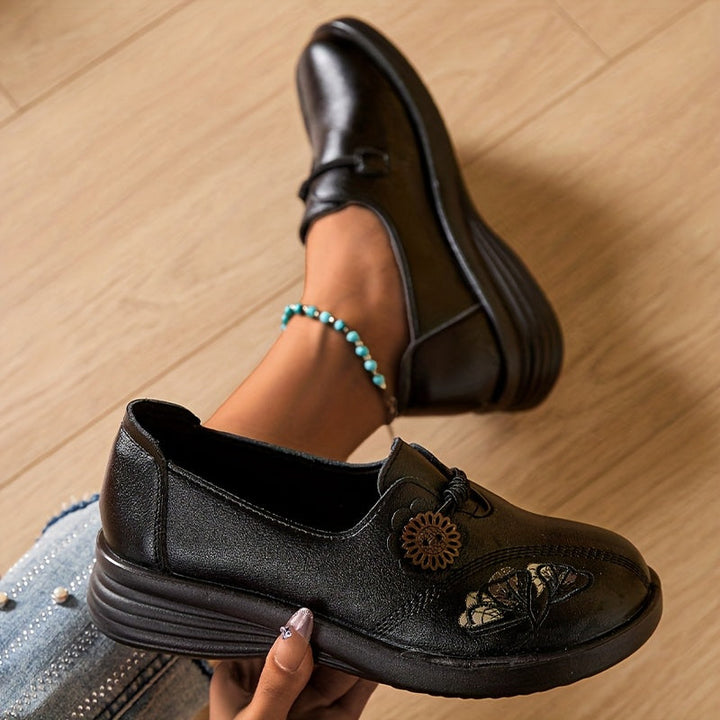 Slip-On Butterfly Embroidered Casual Flats